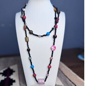 Vintage Beaded Stone 1 Strand 19" Necklace